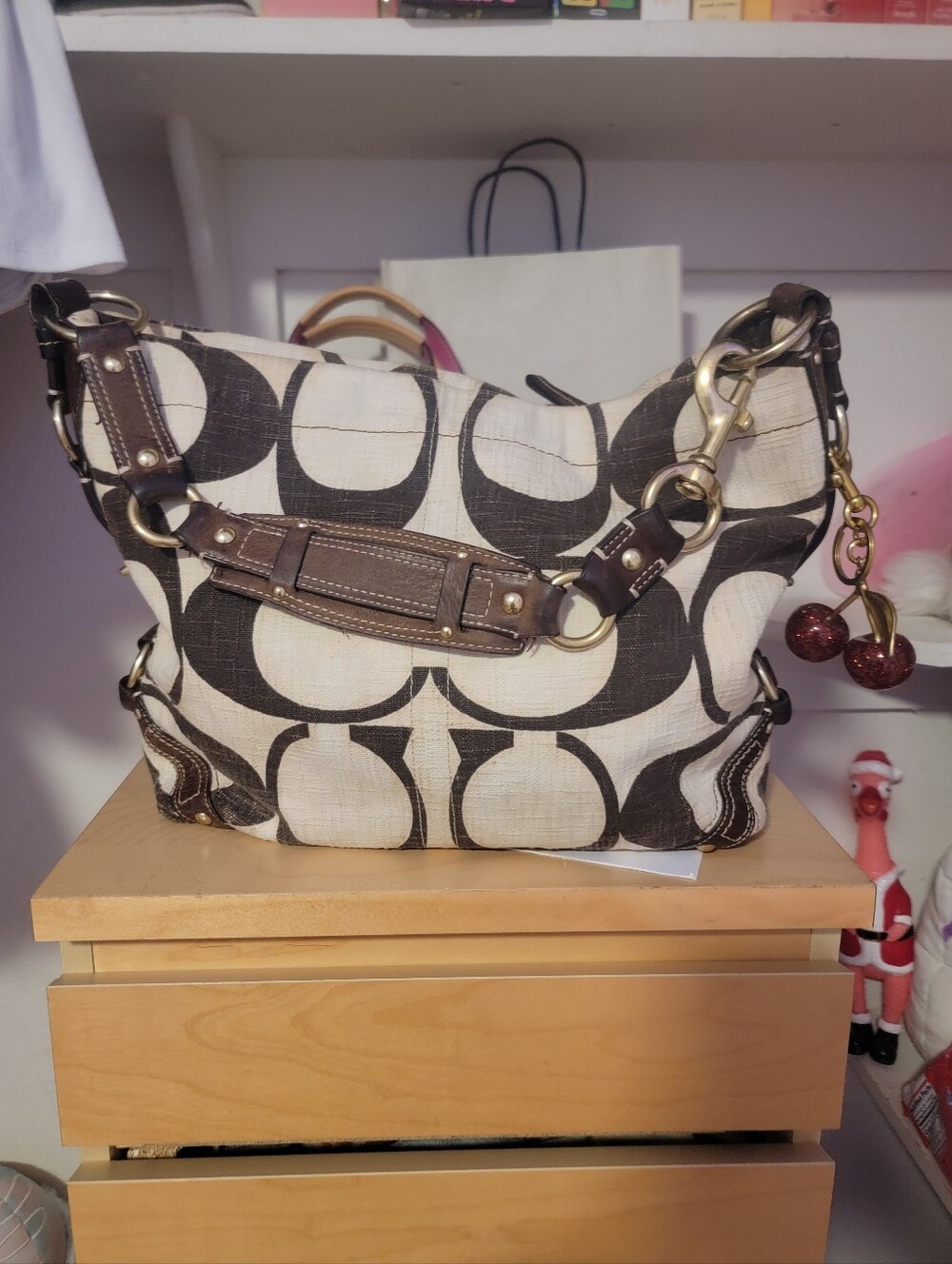 As-Is Price OBO Coach CARLY Large Hobo Rare Beige White And Brown